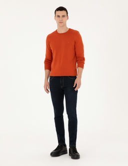 Turuncu Slim Fit Bisiklet Yaka Basic Triko Kazak - Pierre cardin фото 4