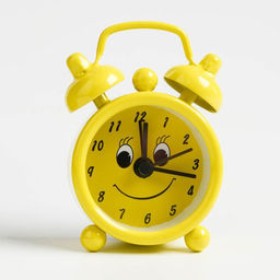 Будильник «Смайлик», дискретный ход, d=4 см, 6×4.5 см, жёлтые