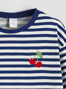 Bisiklet Yaka ?izgili K?z ?ocuk Ti??rt