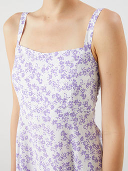 ?i?ekli Ask?l? Belden Oturtmal? Mini Elbise