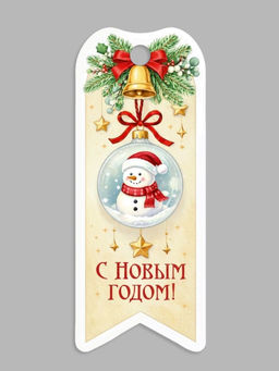 Цена за 20 шт. Шильдик на подарок Новый год «Снеговик», 8×3.2 см