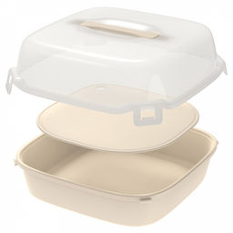 Контейнер для хранения выпечки пластмассовый 30х30?х14см, подложка, крышка с ручкой, защелки, полипропилен, слоновая кость (Россия)
