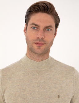 Kum Melanj Slim Fit Yar_m Bal_k__ Yaka Basic Triko Kazak - Pierre cardin фото 2