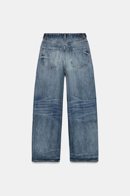 JEANS CINTURA DOBLADA TRF TIRO MEDIO / Marino - Zara фото 9