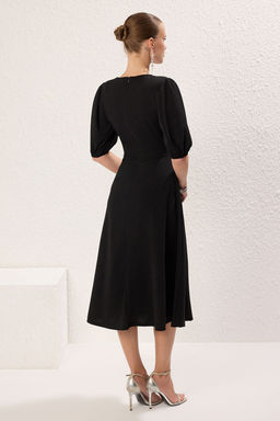 Trendyolmilla Siyah A-Kesim Fiyonklu Orme S?k Elbise TPRSS25EL00234 фото 8