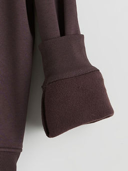 Bisiklet Yaka Bask?l? K?z ?ocuk Kal?n Sweatshirt