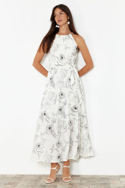 TRENDYOLMILLA Siyah Animal Shift Shally Maxi Dokuma Elbise TWOSS24EL00872 фото 14