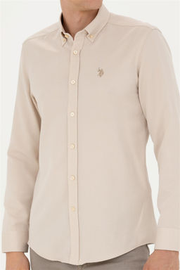 Мужская рубашка песочного цвета с длинным рукавом - U.s. polo assn фото 13