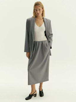 Юбка миди на резинке из костюмной шерсти, S1124/peter - Emka фото 2