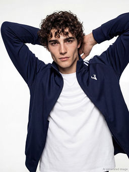 Dik Yaka ?eritli Erkek Fermuarl? Sweatshirt