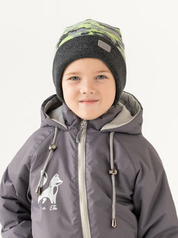 Шапка вязаная камуфляж салатовый - Arctic kids фото 3