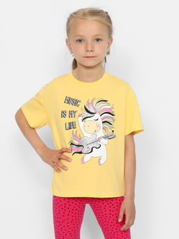 CRB wear/CWKG 90151-30 Комплект для девочки (футболка, брюки типа легинсы),желтый/Ex.Cherubino  фото 2