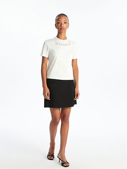 Bisiklet Yaka Ta?l? Kad?n Ti??rt