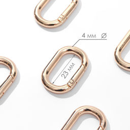 Цена за 2 шт. Овал-карабин, 31×20 мм / 23×12 мм, толщина - 4 мм, 5 шт., цвет золотой