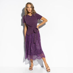 Костюм с юбкой нарядный, Больше чем стиль (2 в 1, фиолетовый) - Charutti фото 6