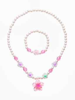 Цена за 2 шт. Набор детский "Выбражулька" 3 пред-а: бусы, браслет, кольцо б-р, цветок, жемчуг, цветной