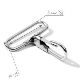 Карабин металлический, 50 45 мм / 38 3 мм, 10 шт, цвет серебряный - Арт узор фото 2