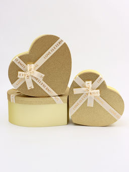 Набор подарочных коробок сердце 3 в 1, золото с бантом Любовь вечна, 31?27?13.3; 28?25?11.7; 26?23?10.3 см