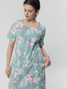 Халат женский зеленый с принтом акварельные цветы - Mark formelle фото 2