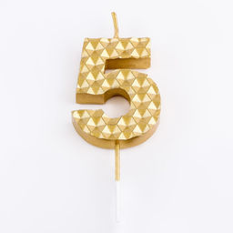 Свеча в торт на шпажке Соты, цифра 5, 7 см, золото - Simaland фото 3