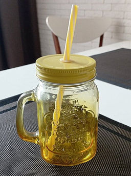 Кружка стекло, 450 мл, с крыш, с трубочкой, SDFG0114-2 (298248) - Daniks фото 7