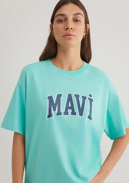 Mavi Logo Bask?l? Yesil Tisort