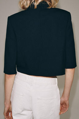 BLAZER CROPPED MANGA CORTA ZW COLLECTION / Marino - Zara фото 3