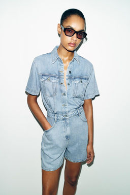 Z1975 SHORT FLOWY DENIM JUMPSUIT - Zara фото 2