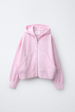 SUDADERA FELPA CREMALLERA / Rosa