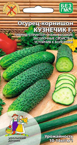 Огурец КУЗНЕЧИК F1 Самоопыляемый, тёмно-зелёный!