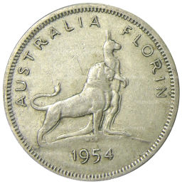 1 флорин (2 шиллинга) 1954 года Австралия  Королевский визит Елизаветы II
