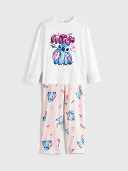 Bisiklet Yaka Stitch Bask?l? K?z ?ocuk Pijama Tak?m?