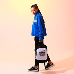 Рюкзак текстильный Аниме, 46х30х10 см, вертик карман, цвет черный, белый - Nazamok фото 2