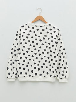 Bisiklet Yaka Bask?l? Uzun Kollu Oversize K?z ?ocuk Sweatshirt ve E?ofman Alt? - Waikiki фото 3