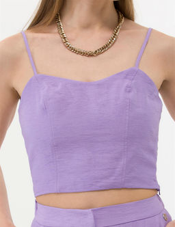 Mor Crop Top Kolsuz Bluz - Pierre cardin фото 6