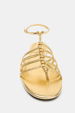 FLAT METALLIC EFFECT SANDALS - Zara фото 5