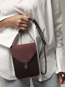 Сумка замшевая кросс-боди Deboro 31023 бордо/горох
