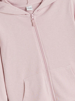 Kap??onlu Basic Uzun Kollu K?z ?ocuk Fermuarl? Sweatshirt