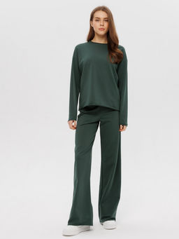 Женский лонгслив из футера 2-х нитки Lingeamo хаки ВК-25 (53)  фото 3