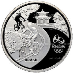 5 реалов 2015 года Бразилия XXXI Олимпийские игры 2016 года в Рио- де-Жанейро Велоспорт и Тукан (в квадрокапсуле)