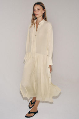 VESTIDO CAMISERO FLUIDO ZW COLLECTION / Beige