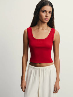 Укороченный топ в рубчик / Zarina  фото 7