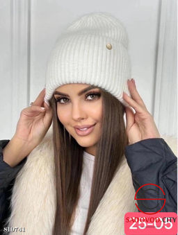 Шапка из ангорской пряжи с двойной вязкой - Bruno фото 3