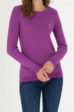 Женский базовый свитер фиолетового цвета с круглым вырезом Неожиданная скидка в корзине - U.s. polo assn фото 6