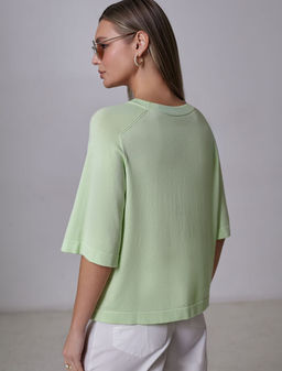 Свободный джемпер с рукавом 3/4 тонкой вязки из вискозы