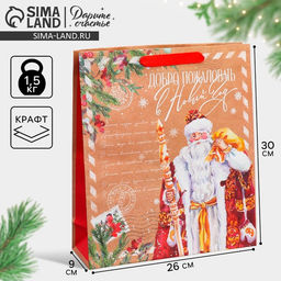 Пакет крафтовый вертикальный Почта Деда Мороза, M 26 30 9 см - Дарите счастье фото 9
