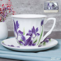 Чайный набор 2 предмета 250 мл PVC / GF3-2PV /уп 36/ костяной фарфор