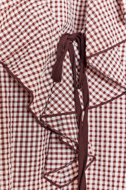 GINGHAM CHECK RUFFLED BLOUSE - Zara фото 12