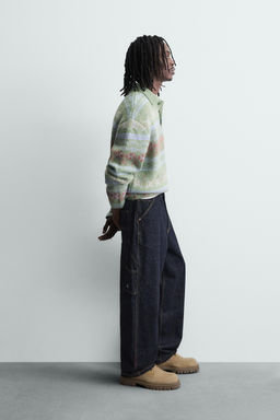 GEOMETRIC TEXTURED JACQUARD KNIT POLO SHIRT - Zara фото 4