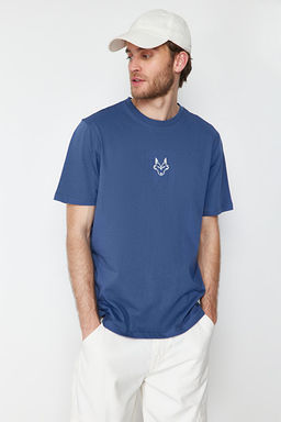 Indigo Regular/Normal Kesim Kurt Nak__l_ %100 Pamuklu T-Shirt TMNSS24TS00056